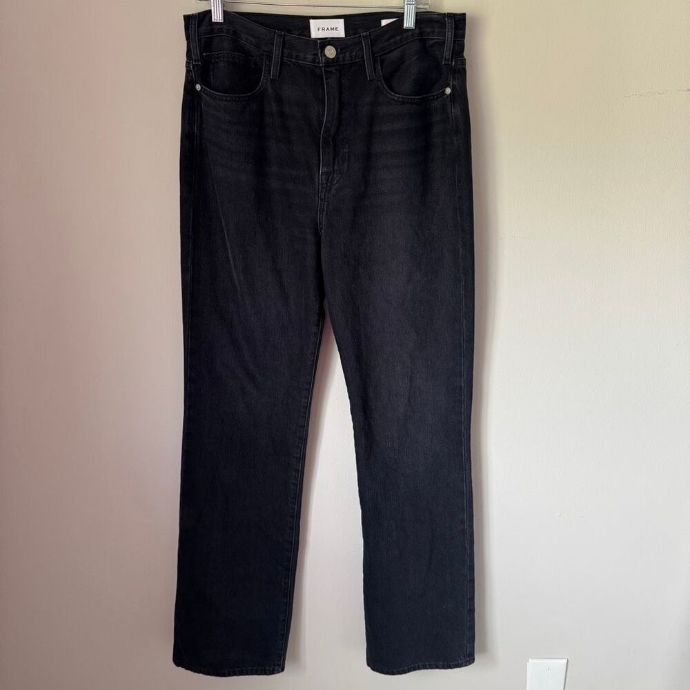 Frame Denim Le Jane High Rise Straight Leg Jeans Size 30 Black